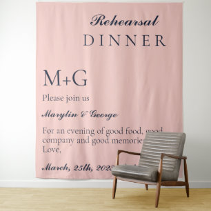 TENTURE DÎNER DE REHÉARSAL SIMPLE OXFORD BLEU ET ROSE BABY