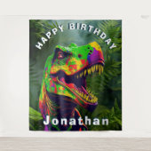 Tenture Dino T Rex Jungle Joyeux cadre d'anniversaire (Devant)