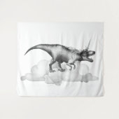 Tenture Dinocorn Silver | Licorne de Fantaisie Dinosaure à (Devant (Horizontal))