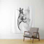 Tenture Dinocorn Silver | Licorne de Fantaisie Dinosaure à (En situation)