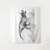 Tenture Dinocorn Silver | Licorne de Fantaisie Dinosaure à (Devant)