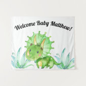 Tenture Dinosaur Baby shower Garçon fond (Devant (Horizontal))