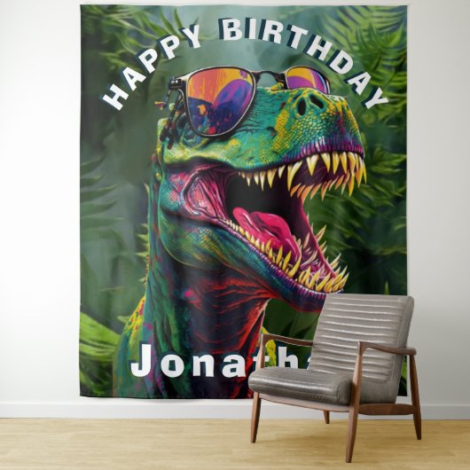 Tenture Dinosaur Coo l T Rex Jungle Anniversaire (En situation)