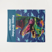 Tenture Dinosaur Cool T Rex Bleu fond (Devant (Horizontal))