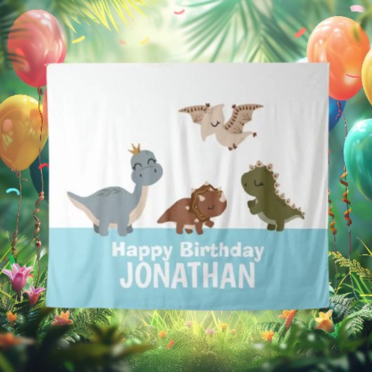 Tenture Dinosaure Boho bleu