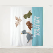 Tenture Dinosaure Boho bleu (Devant)