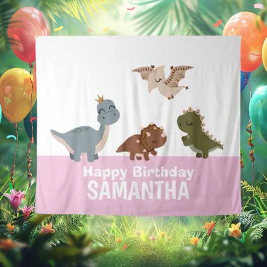 Tenture Dinosaure Boho rose