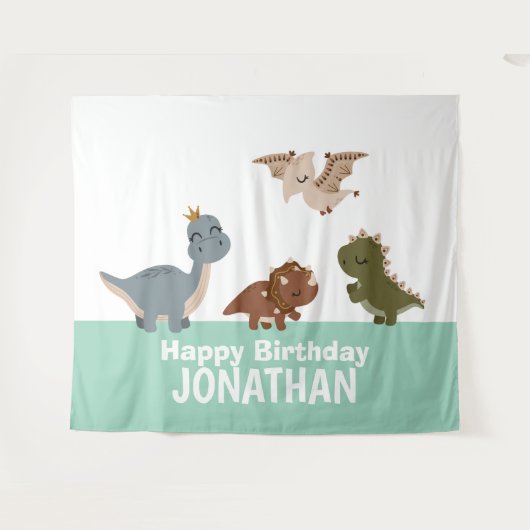 Tenture Dinosaure Boho vert (Devant (Horizontal))