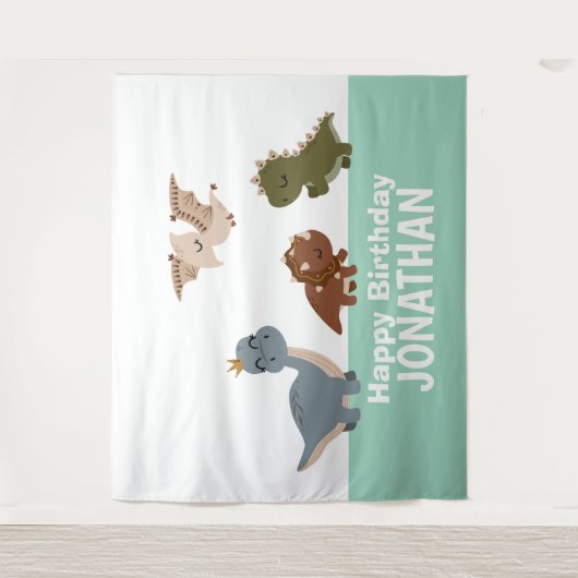 Tenture Dinosaure Boho vert (Devant)