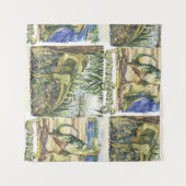 Tenture Dinosaure Era : Illustration du paysage aquarelle (Devant (Horizontal))