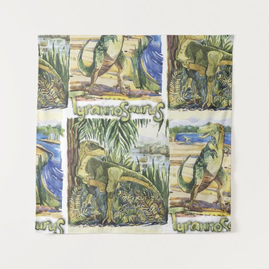 Tenture Dinosaure Era : Illustration du paysage aquarelle (Devant)