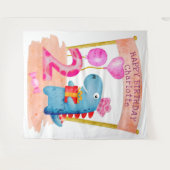 Tenture Dinosaure féminin personnalisé pour 2 ans (Devant (Horizontal))