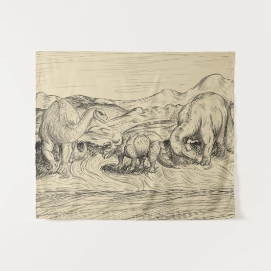 Tenture Dinosaures classiques (Devant (Horizontal))