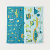 Tenture Dinosaures de dessin : Jeu de terre et de mer (Devant (Horizontal))