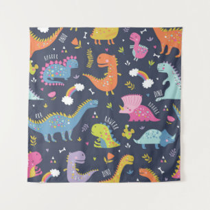 Tenture Dinosaures pour enfants : Motif Vintage coloré