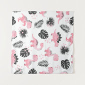Tenture Dinosaures roses : Motif Enfants mignons. (Devant (Horizontal))