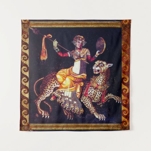 Tenture DIONYSOS AVEC LA SPEAR ÉQUITATION LEOPARD Grecque (Devant)