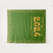 Tenture Diplôme 2023 Ballons Dorés Fond Vert pour Photos (Devant (Horizontal))