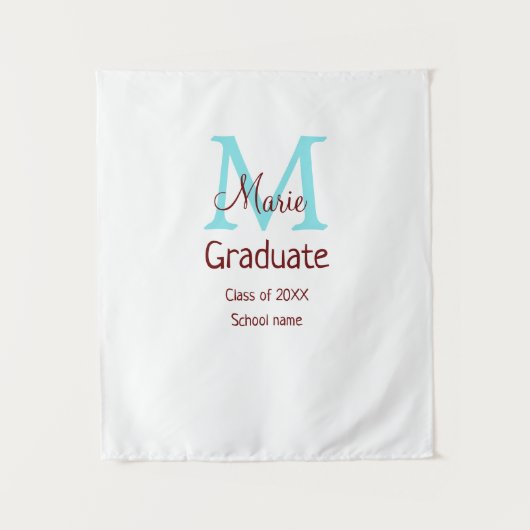 Tenture Diplômé ajouter nom monogramme vert rose simple mi (Devant)