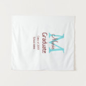 Tenture Diplômé ajouter nom monogramme vert rose simple mi (Devant (Horizontal))