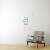 Tenture Diplômé ajouter nom monogramme vert rose simple mi (En situation)