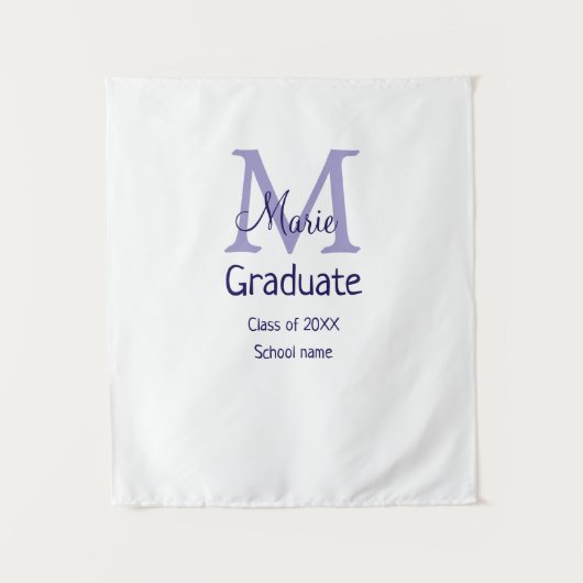 Tenture Diplômé ajouter nom monogramme violet simple minim (Devant)