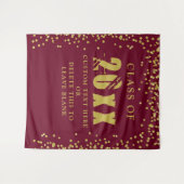 Tenture Diplômé ANNÉE DE PROMOTION Marron Or Confettis Per (Devant (Horizontal))