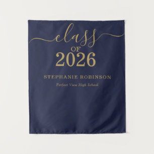 Tenture Diplômé de la promotion 2026 Bleu Or Script