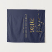 Tenture Diplômé de la promotion 2026 Bleu Or Script (Devant (Horizontal))