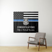 Tenture Diplôme de police Ligne bleue Drapeau Félicitation (En situation (horizontale))