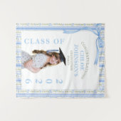 Tenture Diplôme Floral Ruban Bleu (Devant (Horizontal))