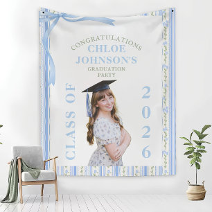 Tenture Diplôme Floral Ruban Bleu