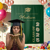Tenture Diplômé Moderne Or Script Vert Émeraude
