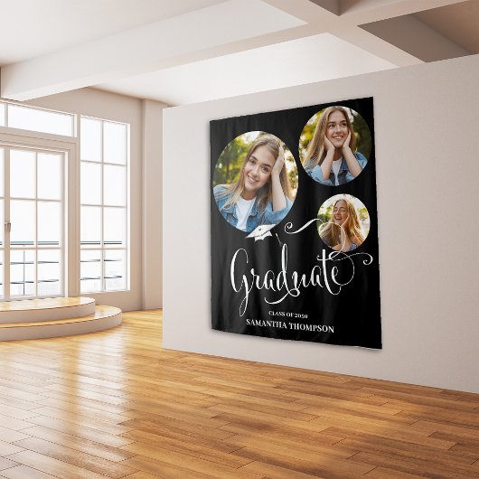 Tenture Diplômé noir et blanc Photo Party