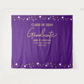 Tenture Diplômés de 2024 fond violet or graduation (Devant (Horizontal))