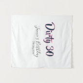 Tenture Dirty 30 joyeux anniversaire nom date rose gris ca (Devant (Horizontal))