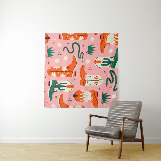 Tenture Divers motif bottes de cowboy (En situation (horizontale))