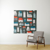 Tenture Diverses petites maisons minuscules. Style coupé e (En situation)