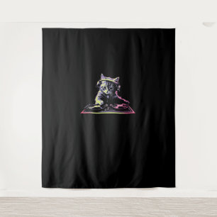 Tenture DJ Controller Cat - DJ DJ Cat amusant