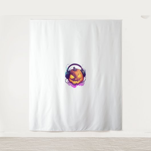 Tenture DJ Party Citrouille d'Halloween (Devant)