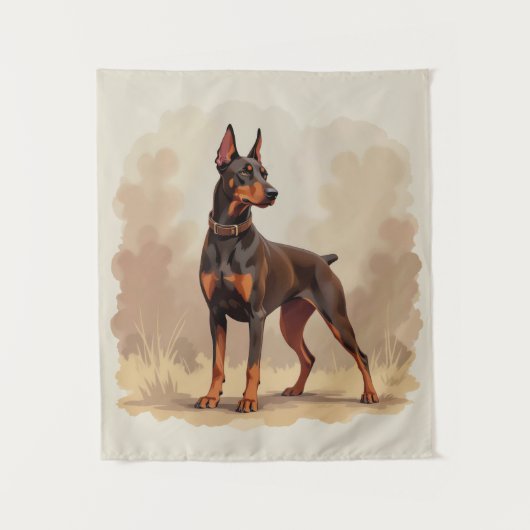 Tenture Dobermann Pinscher Chien Marron Rouille Rouge (Devant)