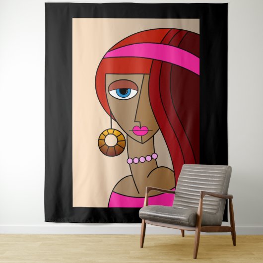 Tenture Dollup Redhead Femmes Beau Cubisme (En situation)