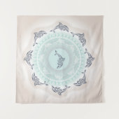 Tenture Dolphins Mandala Blue Taupe Coastal (Devant (Horizontal))