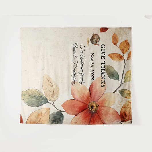 Tenture Donnez Merci Floral Friendsgiving Picture Backdrop (Devant (Horizontal))