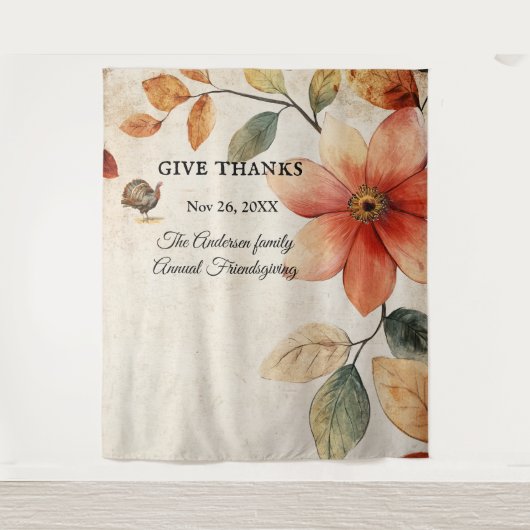 Tenture Donnez Merci Floral Friendsgiving Picture Backdrop (Devant)