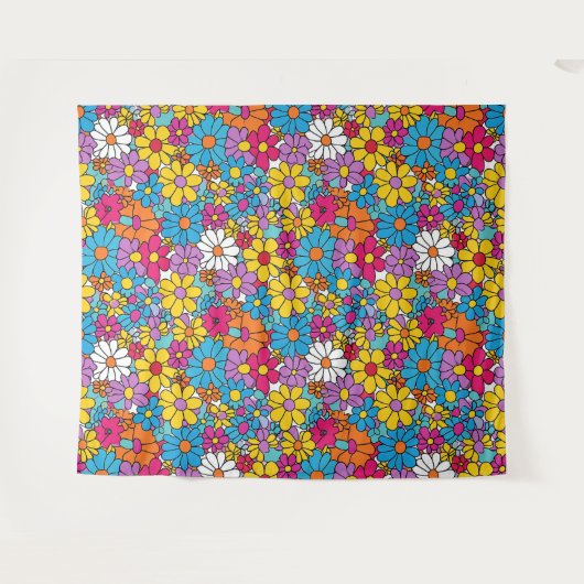 Tenture Doodle à fleurs super (Devant (Horizontal))