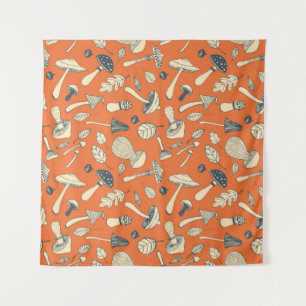Tenture Doodle champignons Vintage papier peint sans coule
