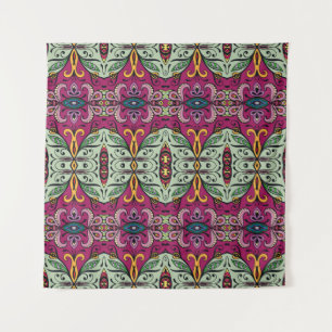 Tenture Doodle ethnique tribal géométrique floral