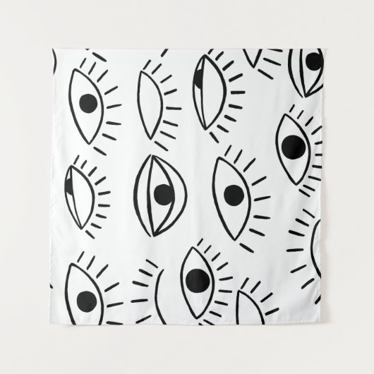 Tenture Doodle eye, motif créatif sans couture. (Devant (Horizontal))