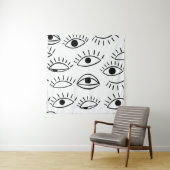 Tenture Doodle eye, motif créatif sans couture. (En situation)